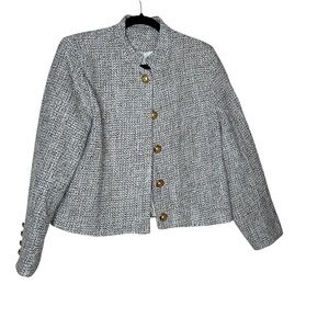 Elegant Women's Tweed Jacket with Gold Buttons
